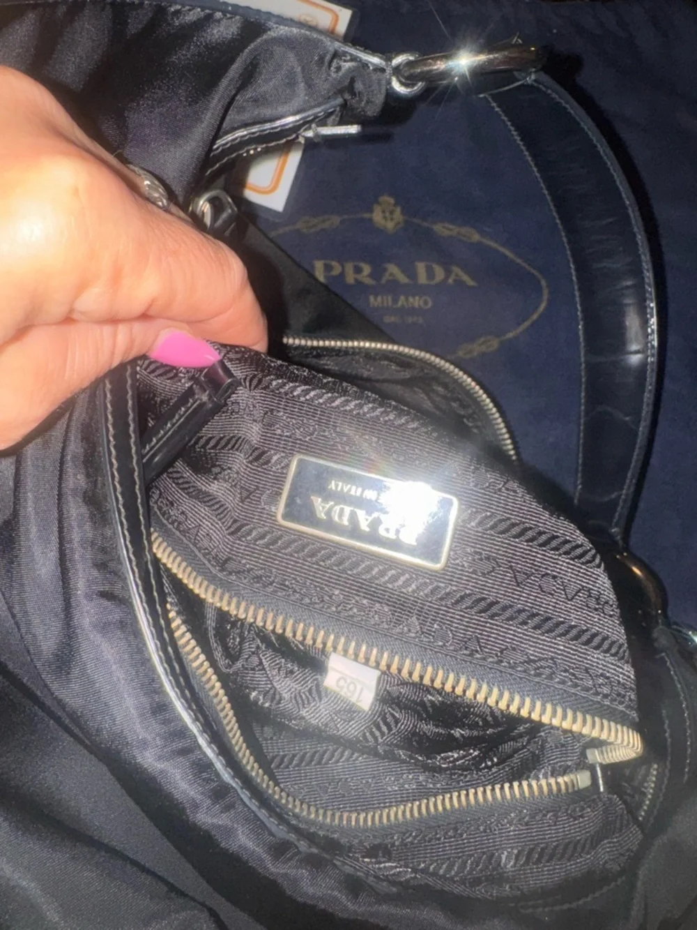 Prada Black Nylon Tote with Leather Logo Plaque - Picture 5 of 13